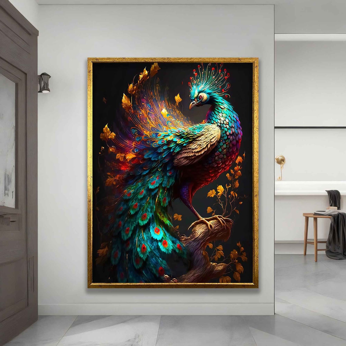 Fiery Peacock Poster