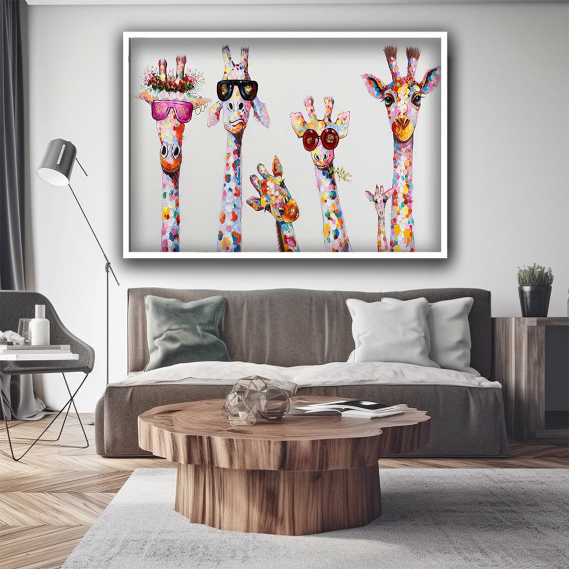 Funny Giraffe Family Sunglasses Colorful Pop Art Playful Animal Wall Art - Image 4