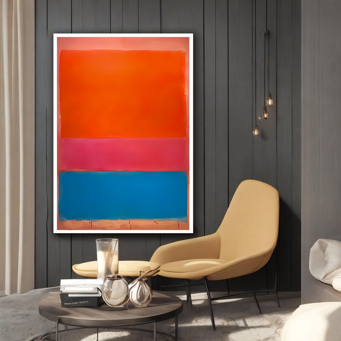 Mark Rothko Orange Pink Blue Abstract Colorful Mixed Framed Wall Art For Your Home And Office Modern Minimal Art - Image 2