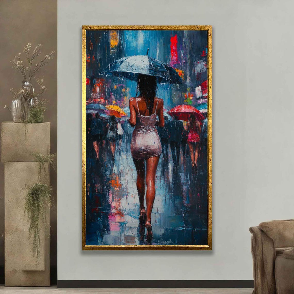 Sexy Woman Print Woman With Umbrella Art Woman In Dress Decor Sexy Woman Wall Poster Colorful Landscape Art - Image 5