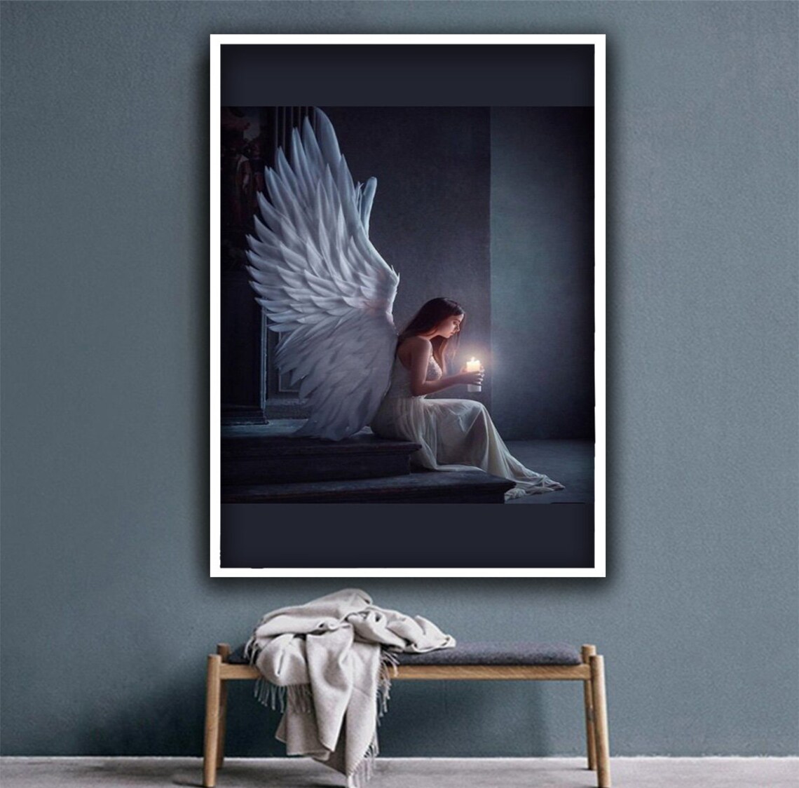 Winged Angel Woman Wall Art Angel Painting Mekej Wing Print Winged Angel Woman Wall Art Angel - Image 3