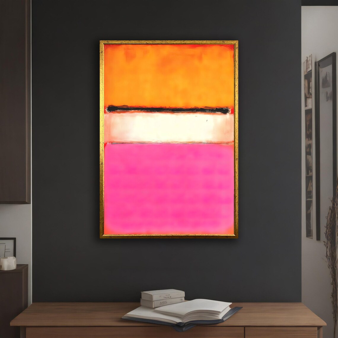 Mark Rothko-Inspired Orange, White & Pink Art Print - Image 3