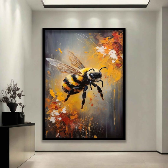 Bee Print Bee Wall Art Artistic Bee Painting Flying Bee Poster