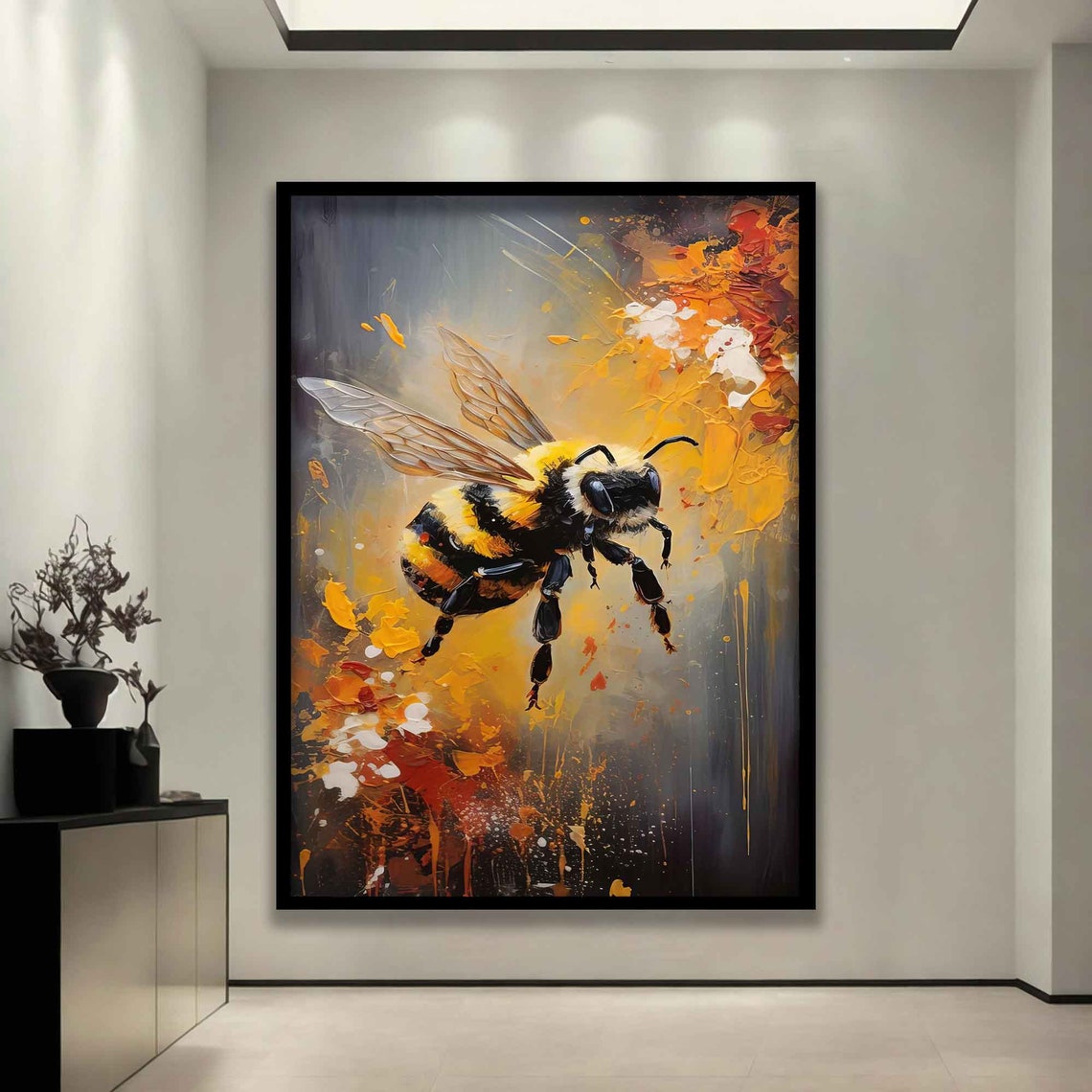 Bee Print Bee Wall Art Artistic Bee Painting Flying Bee Poster