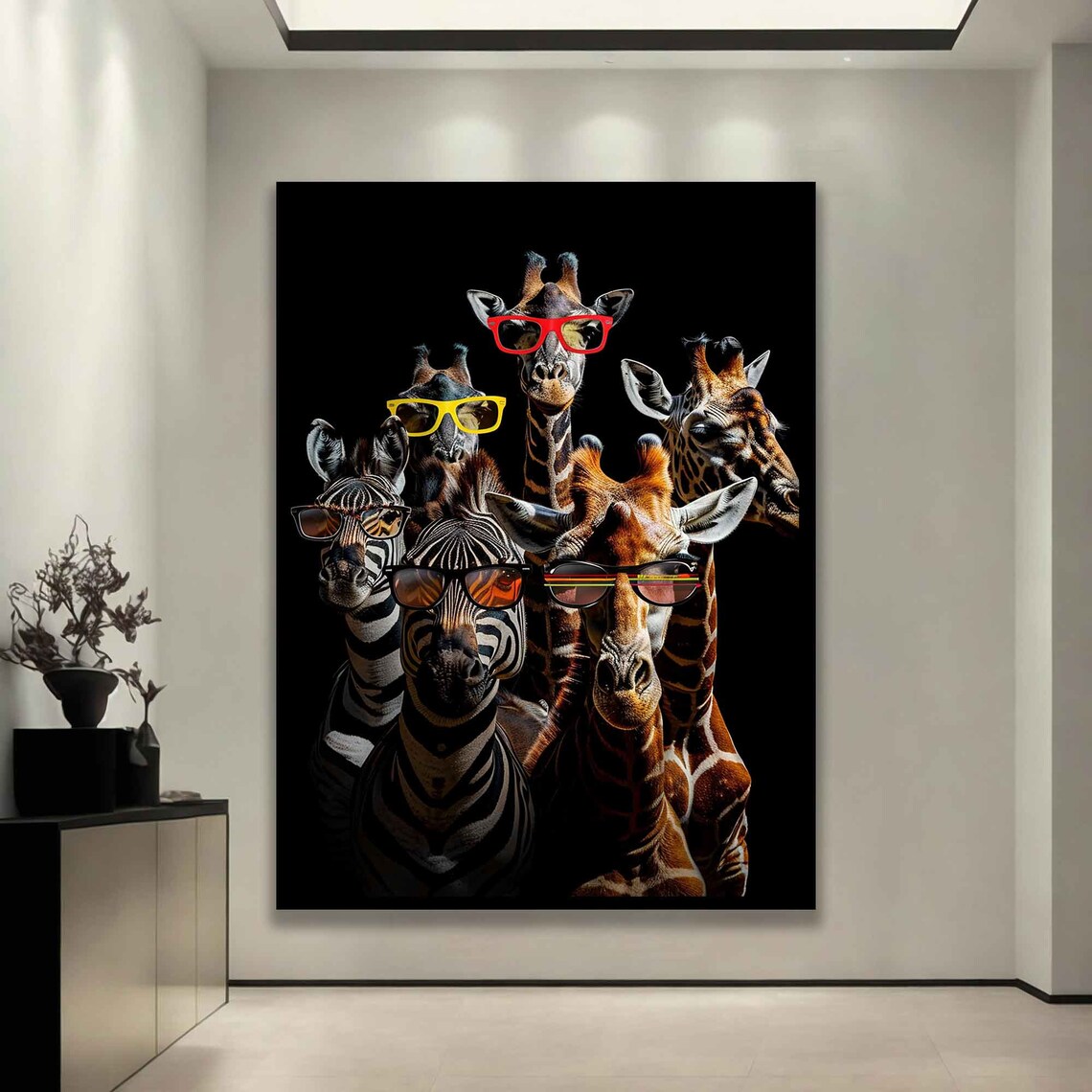 Funny Giraffe Portrait Art Print, Colorful Giraffes - Image 3