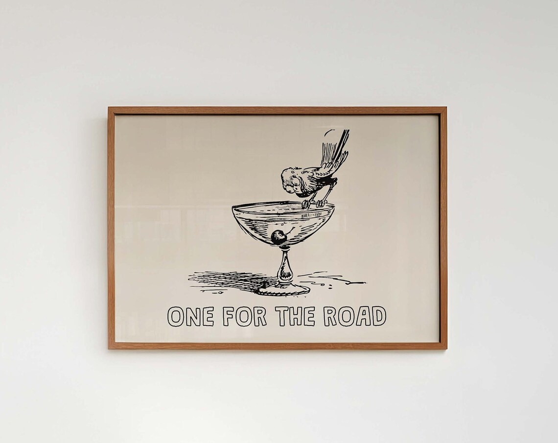 One For the Road Bird Cocktail Coupe Vintage Bar Humor Art Poster - Image 4