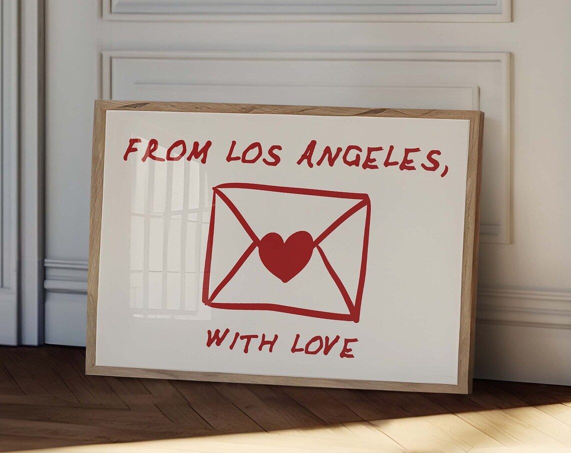 Love Letter Print Trendy Horizontal Print Los Angeles Poster Retro Print Minimalist Decor Aesthetic Living Room Art Los Angeles Art Print
