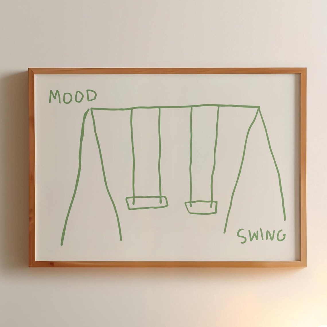 Mood Swing Pun Green Swing Set Line Art Funny Minimalist Poster
