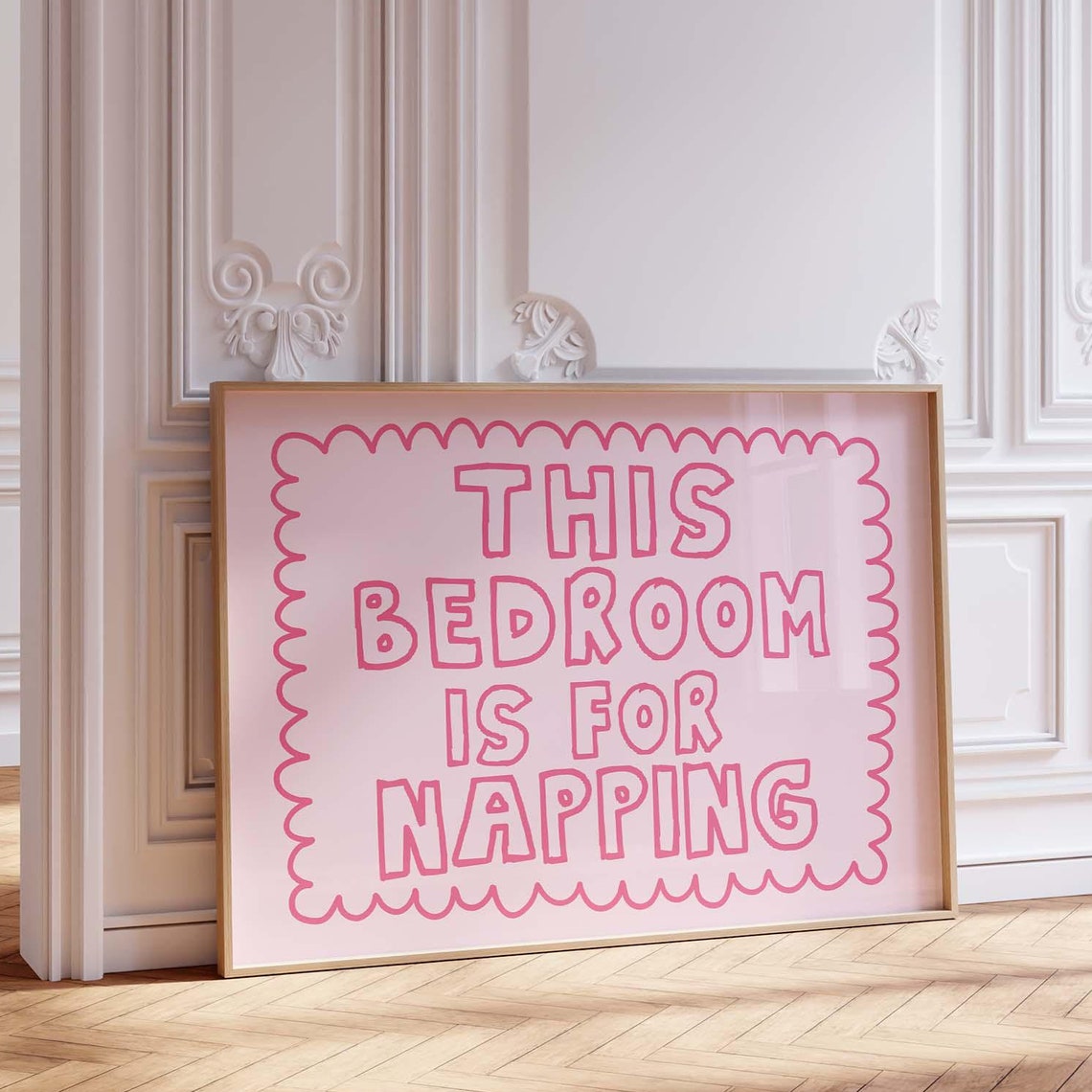 This Bedroom Is for Napping Horizontal Poster Pink Bubble Letter Art