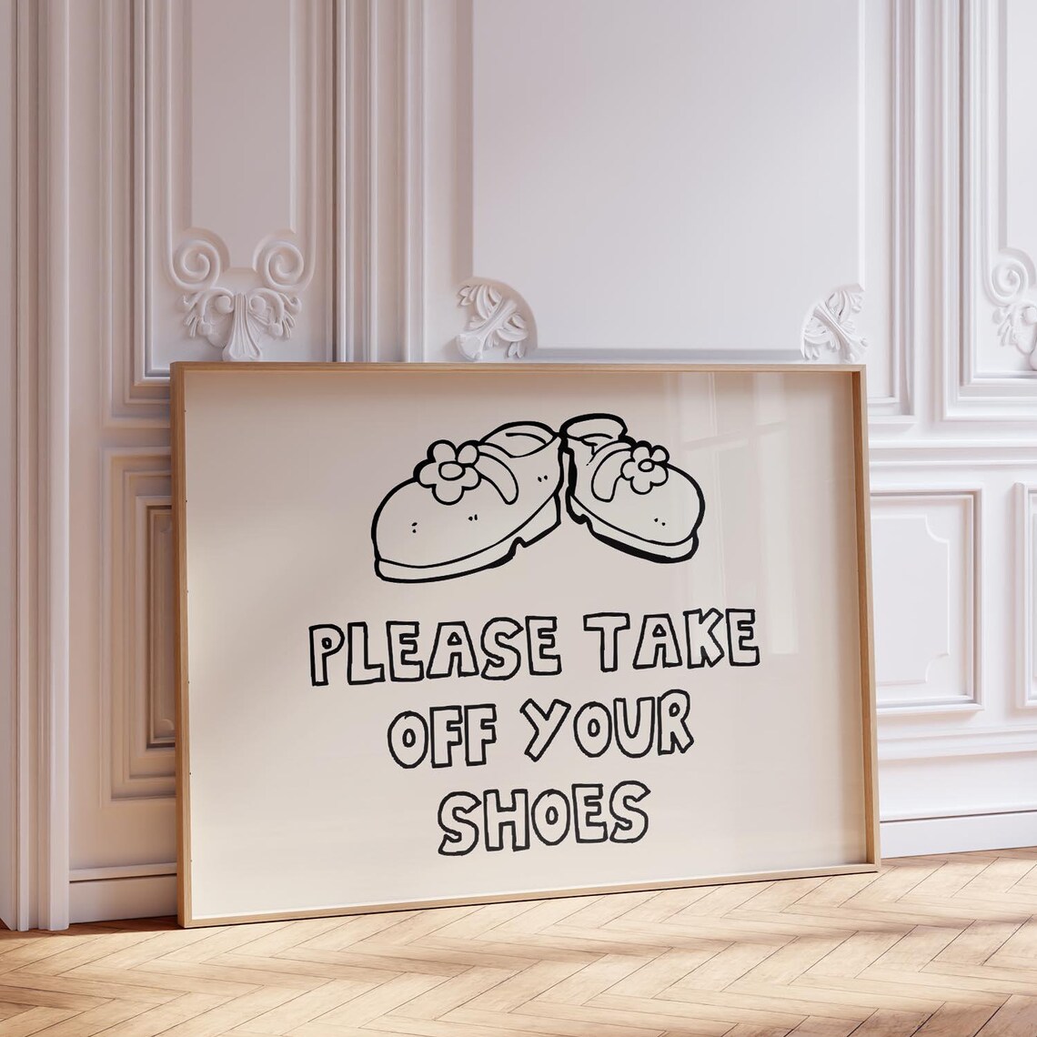 Please Take Off Your Shoes Funny Minimalist Entryway Wall Poster
