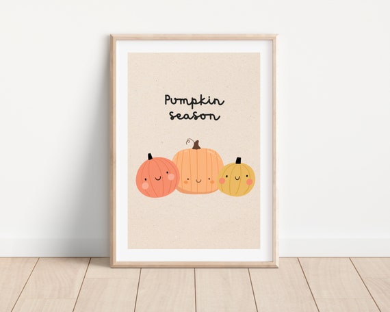 Cute Pumpkin Nursery Art Print, Fall Kids Decor