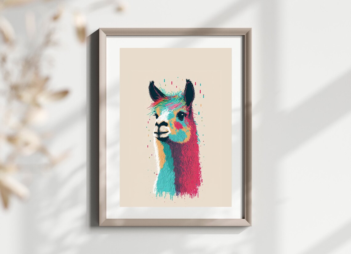 Colorful Pop Art Llama Portrait Vibrant Modern Animal Wall Art - Image 2