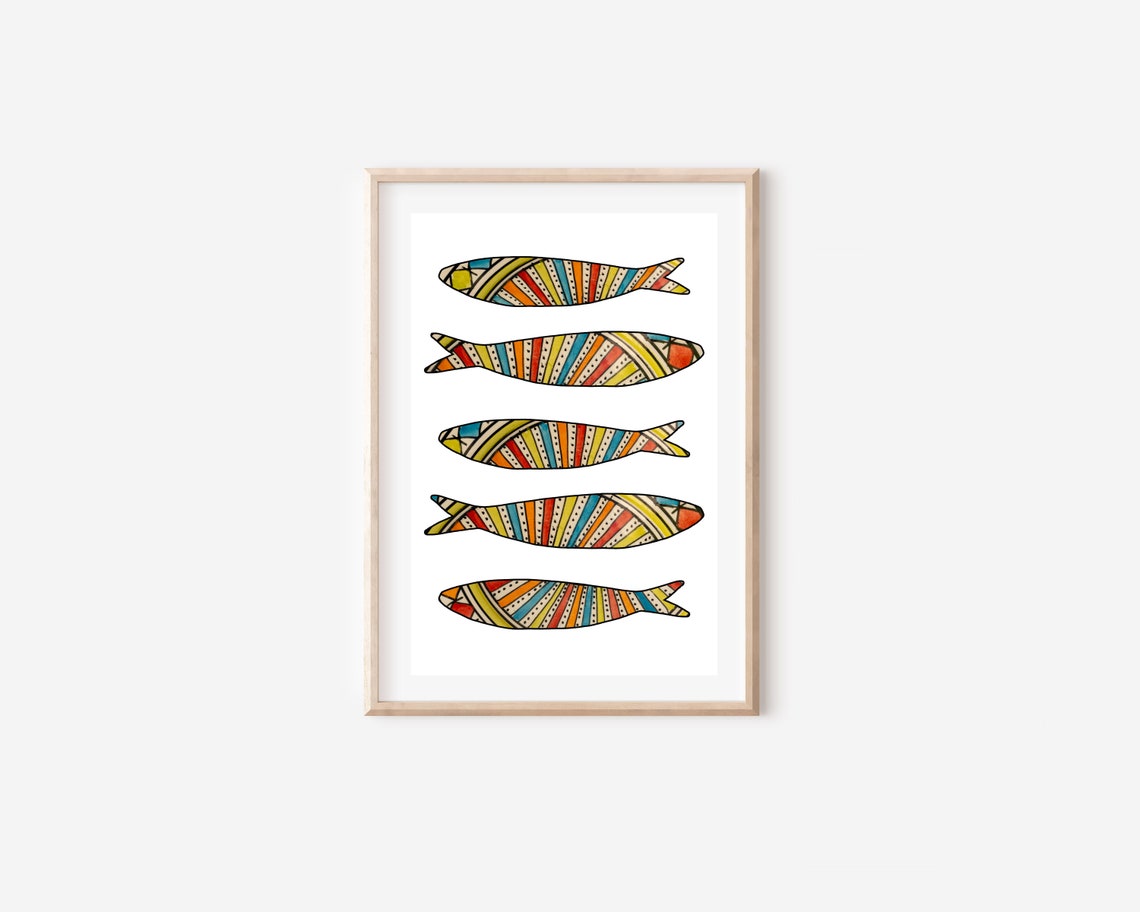 Portuguese Sardine Tile Art Print, Boho Lisbon - Image 4