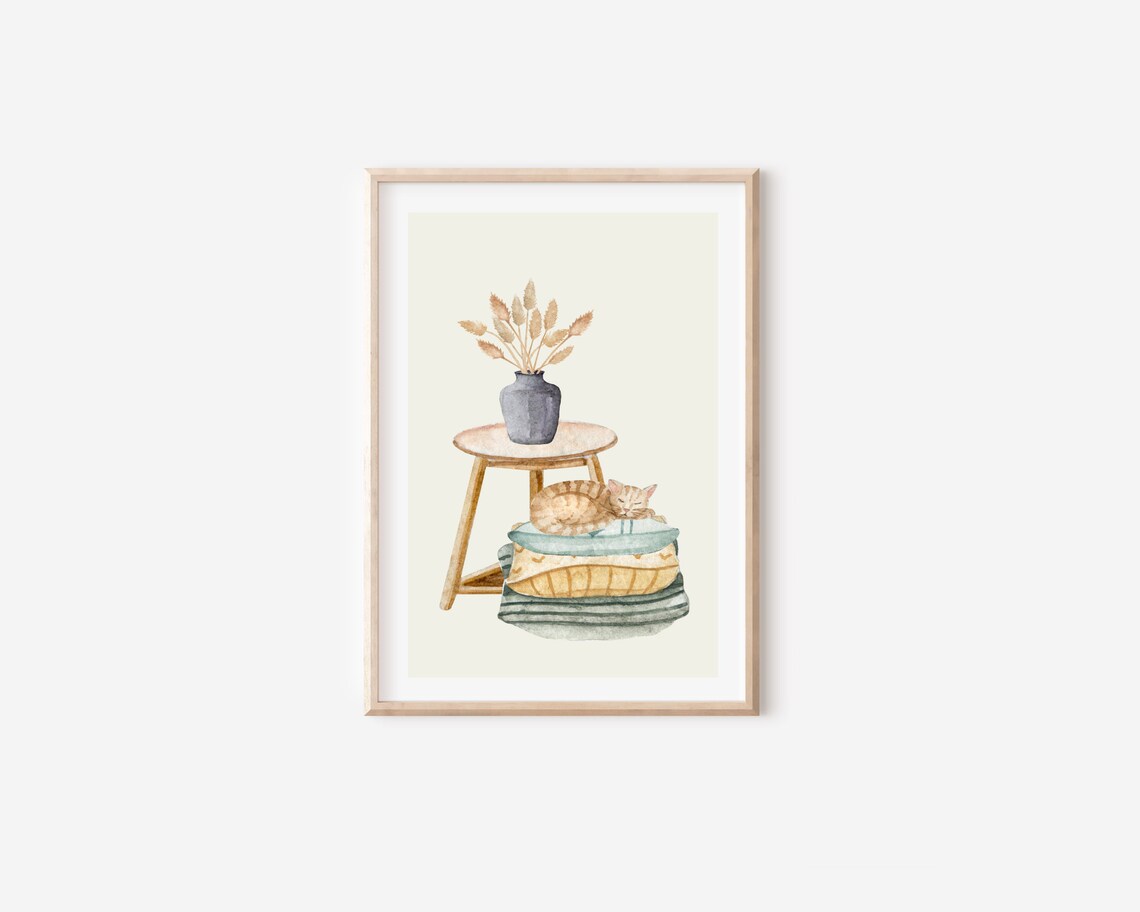 Boho Cat Art Print, Cat Lover Wall Decor - Image 4