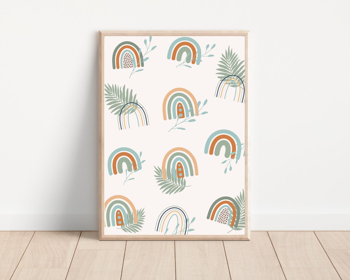 Boho Rainbow Nursery Wall Art Print, Boy's Room