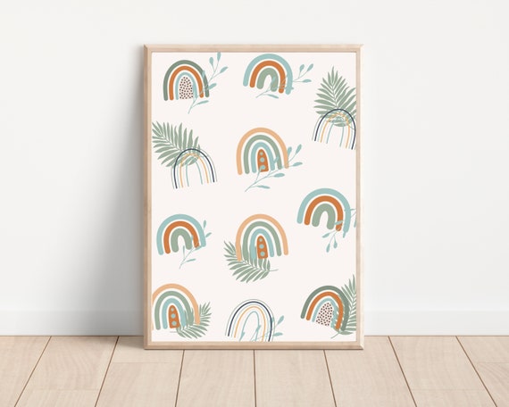 Boho Rainbow Nursery Wall Art Print, Boy's Room