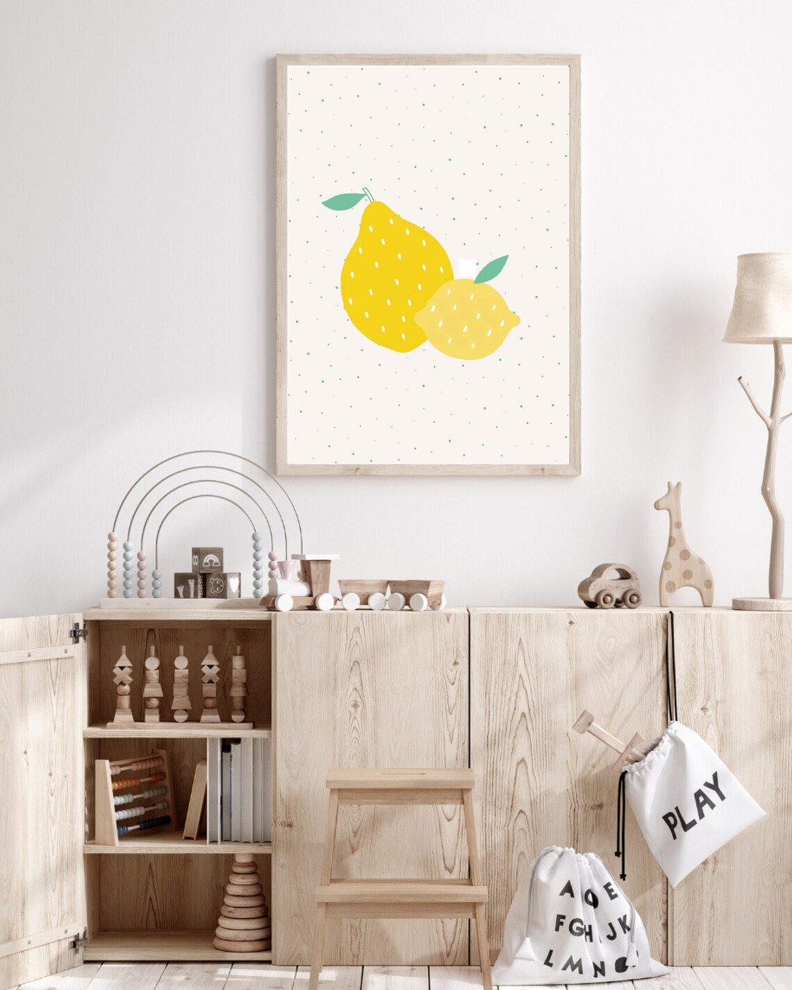 Boho Lemon Nursery Art Print, Mid-Century Fruit - Image 2