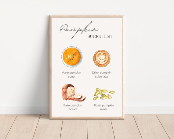 Boho Pumpkin Kitchen Art Print, Autumn Kitchen Decor