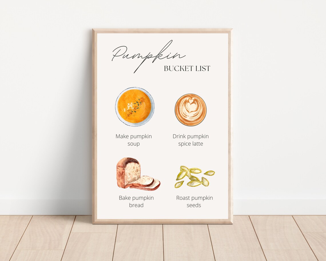 Boho Pumpkin Kitchen Art Print, Autumn Kitchen Decor