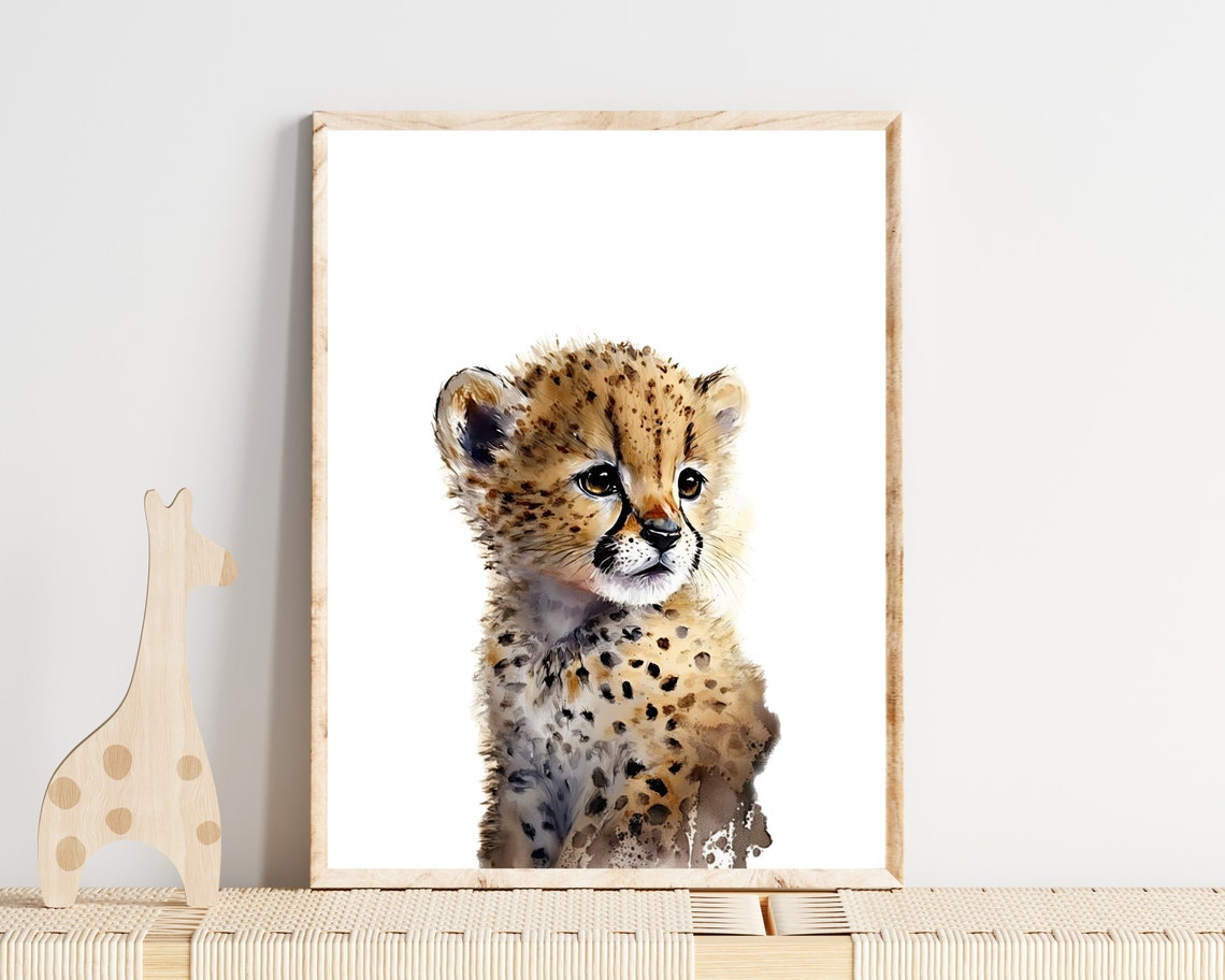 Cheetah Animal Print For Nursery Baby Safari Animal Nursery Safari Animal Watercolor Wall Art Animal Nursery Wall Decor - Image 3