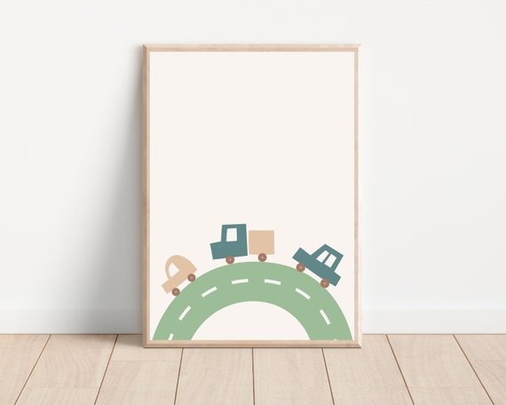 Boho Car Nursery Art Print, Transport Wall Decor