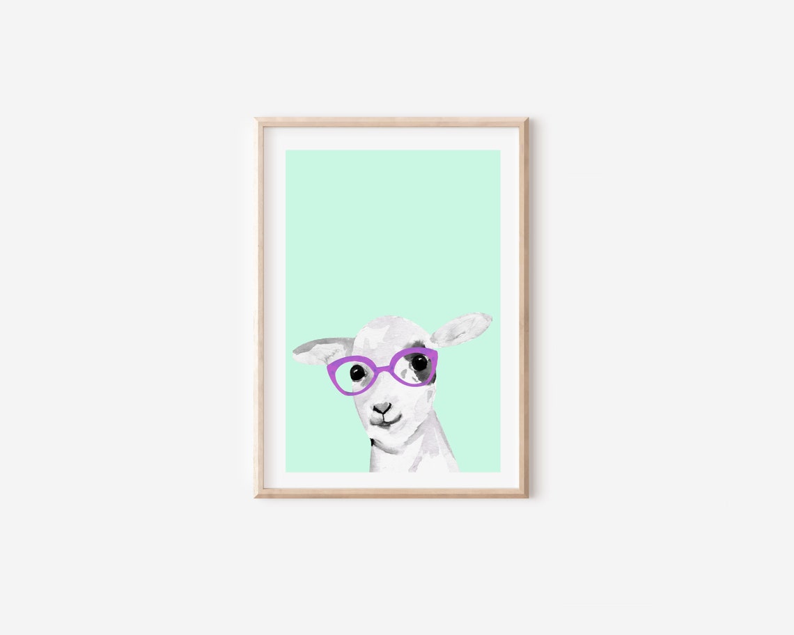 Sheep With Glasses Funny Farm Animal Art Print - Image 5