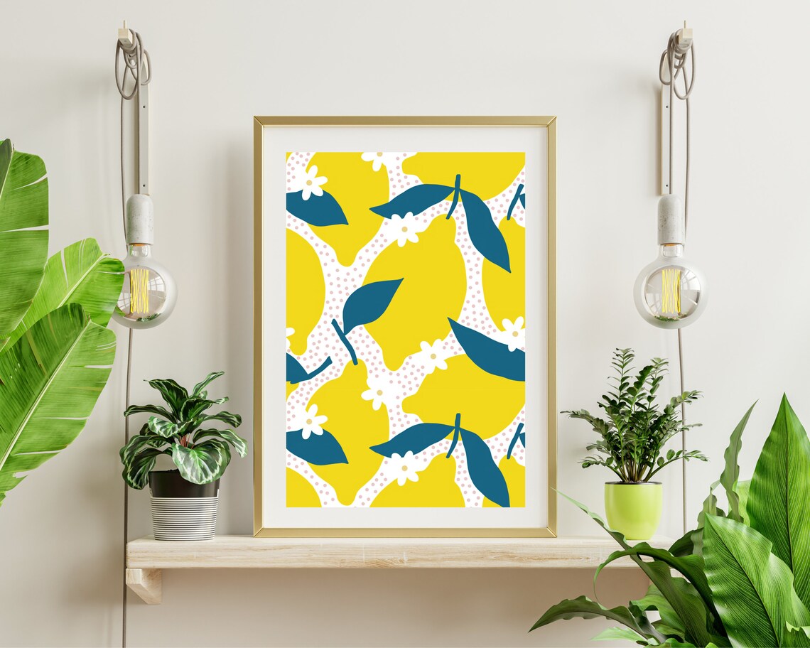 Mediterranean Lemon Fruit Art Print, Modern Kitchen - Image 3
