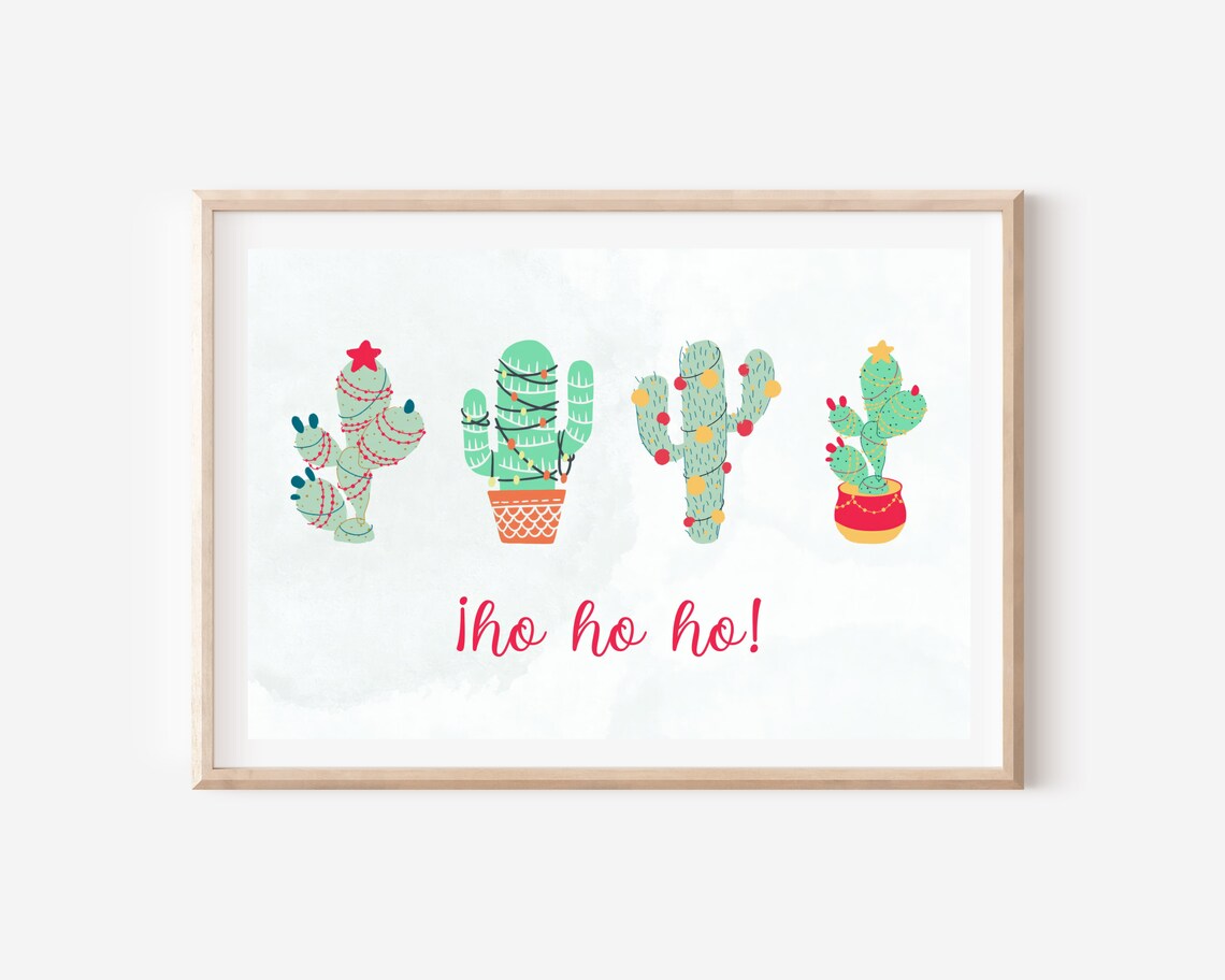 Boho Christmas Cactus Art Print, Holiday Decor - Image 5