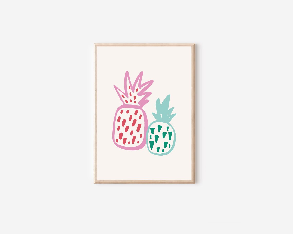 Tropical Pineapple Fruit, Minimalist Kitchen Art Print - Image 4