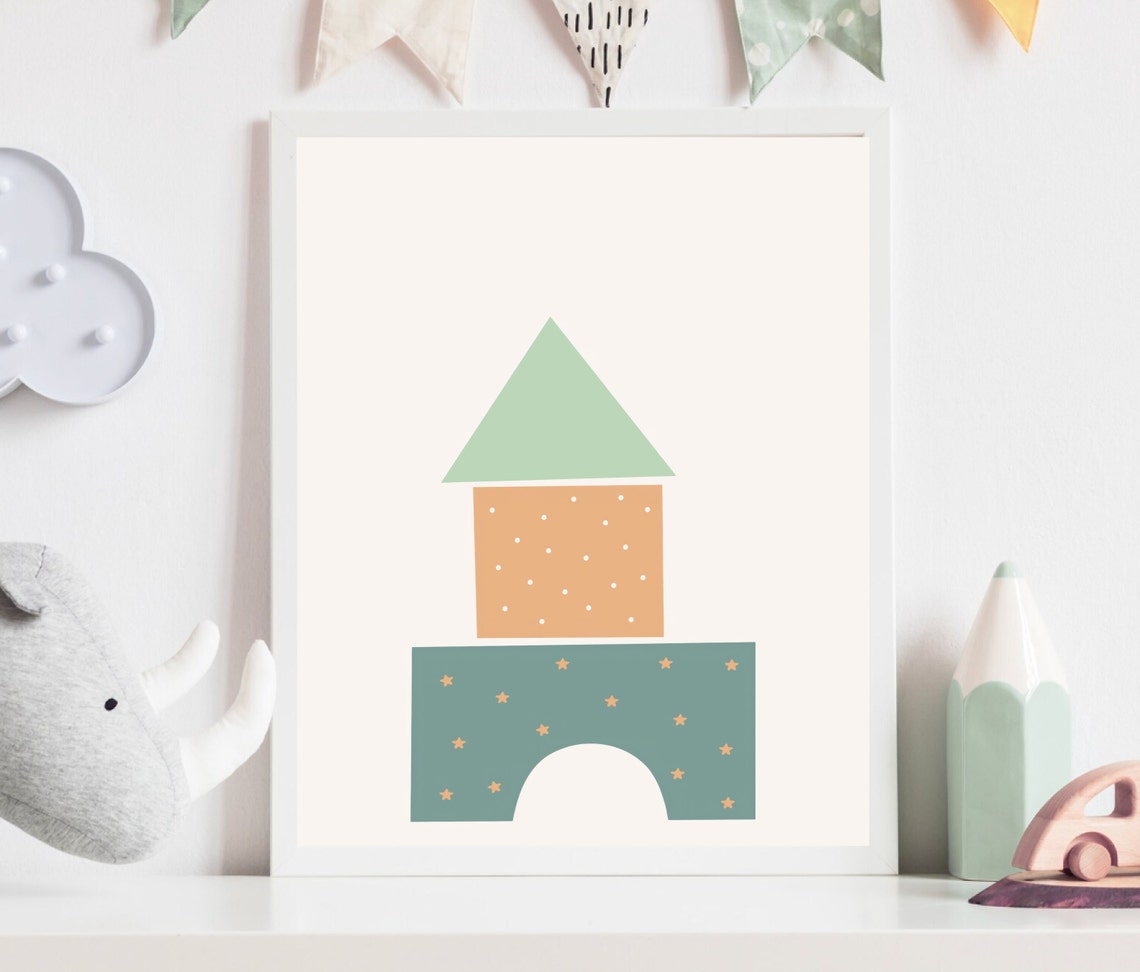 Boho Nursery Building Blocks Art Print, Baby Boy - Image 3