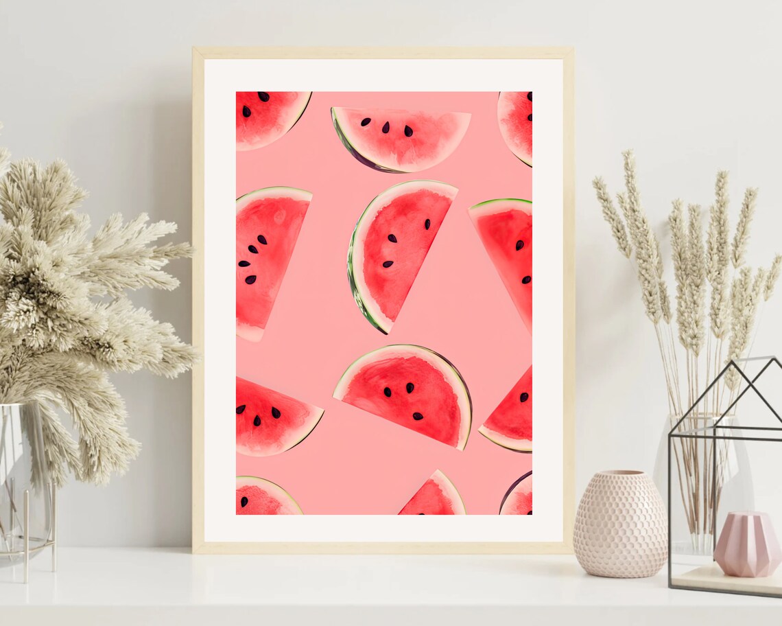 Watermelon Watercolor Art Print, Kitchen Wall Decor - Image 2