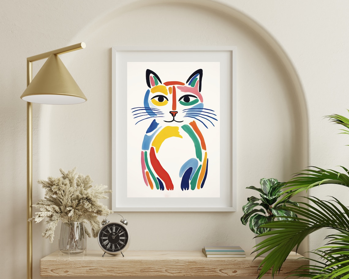 Matisse-Inspired Cat Art Print, Abstract Watercolor - Image 3