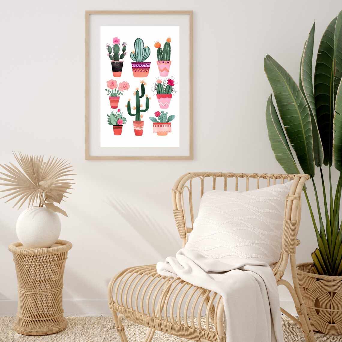 Boho Mini Cactus Art, Bohemian Botanical Decor - Image 3