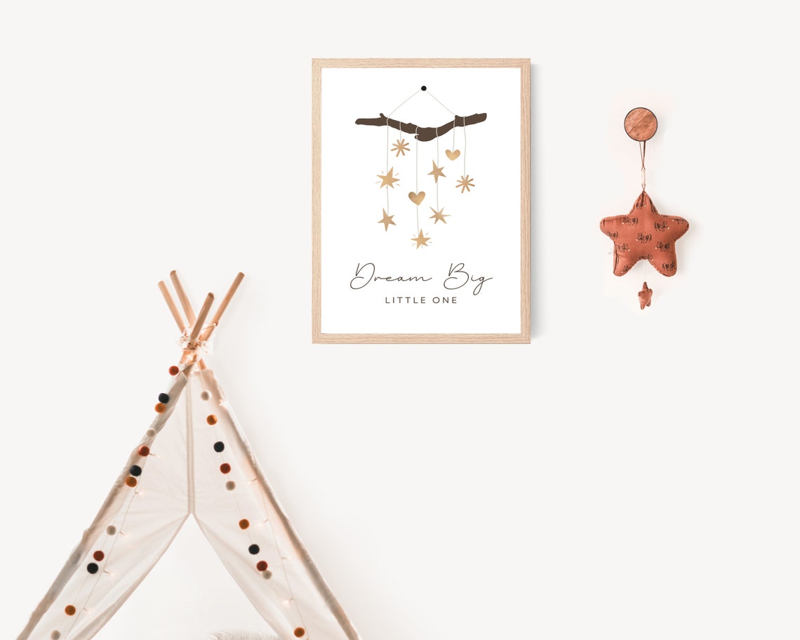 Boho Dream Big Little One, Nursery Quote Poster - Image 3