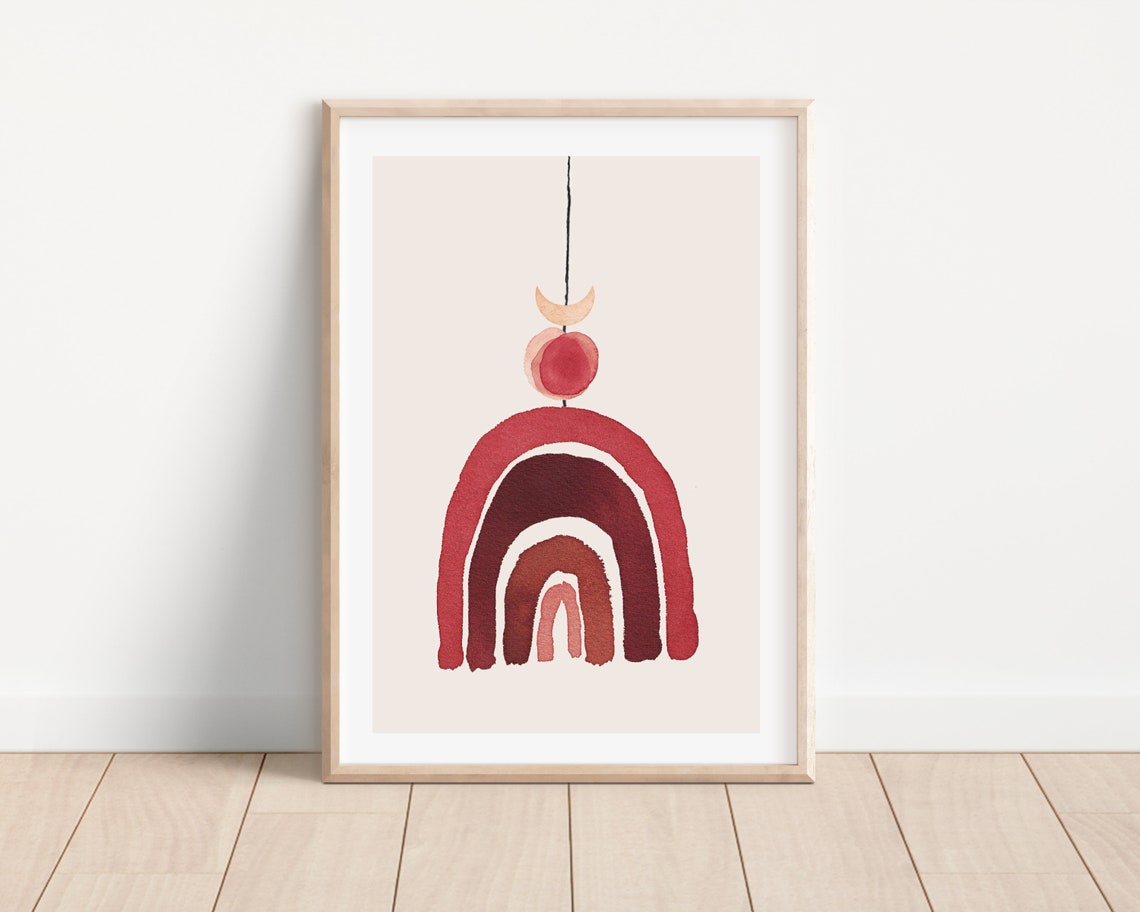Boho Red Terracotta Rainbow Art Print, Nursery Decor
