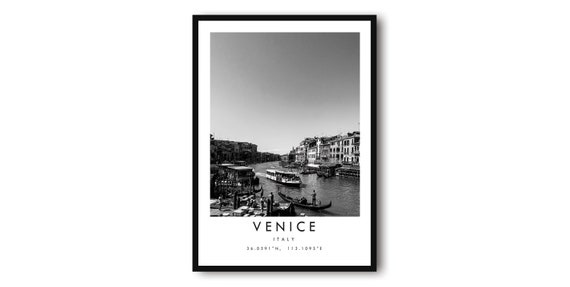 Venice Minimalist Travel Poster, Italy Wall Art