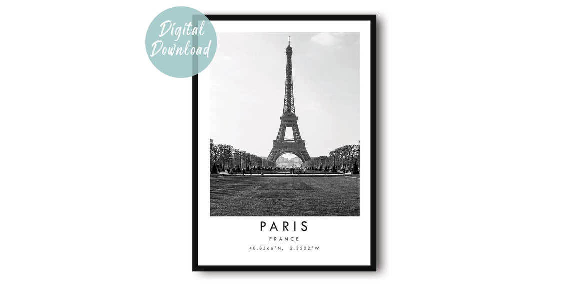 Paris Eiffel Tower Black And White Photography Travel Poster