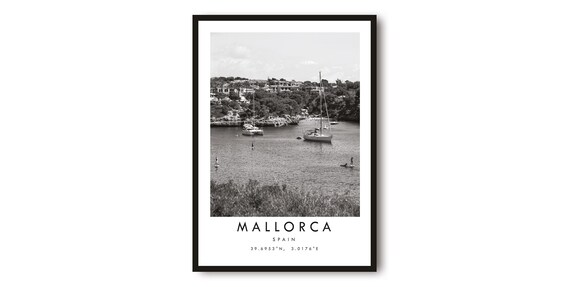 Mallorca Spain Black and White Travel Poster
