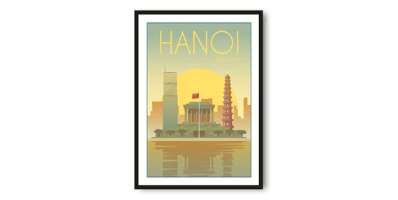 Hanoi Travel Poster Minimalist Vietnam City Art Print