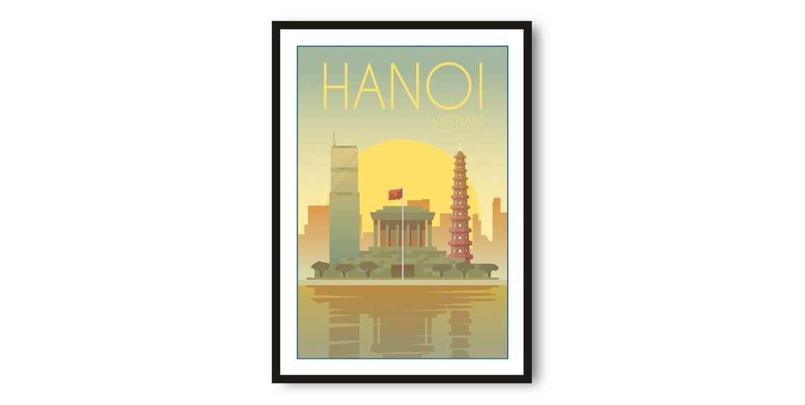 Hanoi Travel Poster Minimalist Vietnam City Art Print