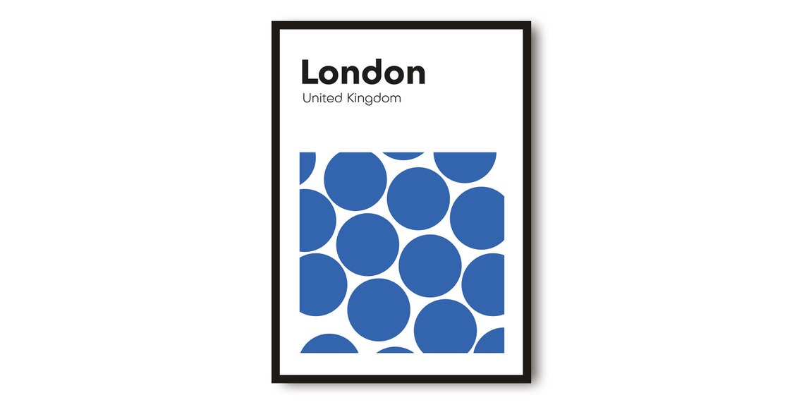 London United Kingdom Blue Dots Minimalist Abstract Art Poster