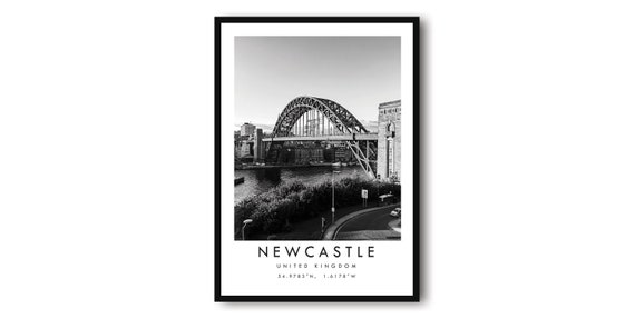Newcastle Travel Poster, Black And White England