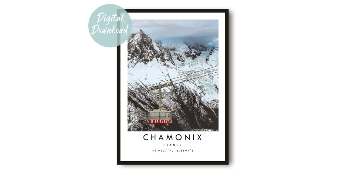Chamonix Brévent Cable Car Gliding Past Snowy Mountain Peaks Poster