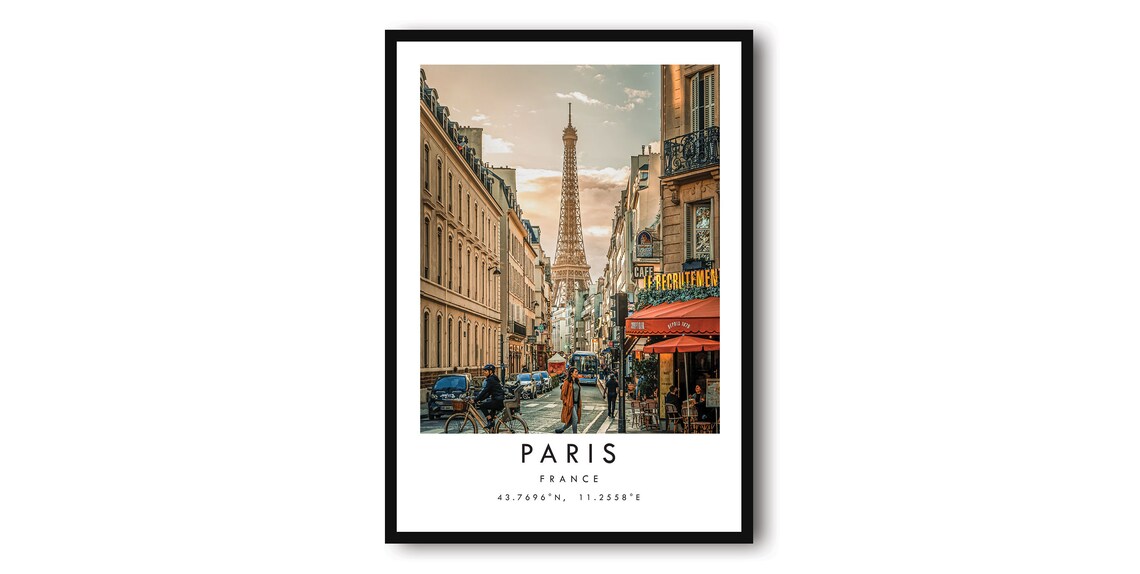 Paris Eiffel Tower Street Scene France Travel Photography Poster