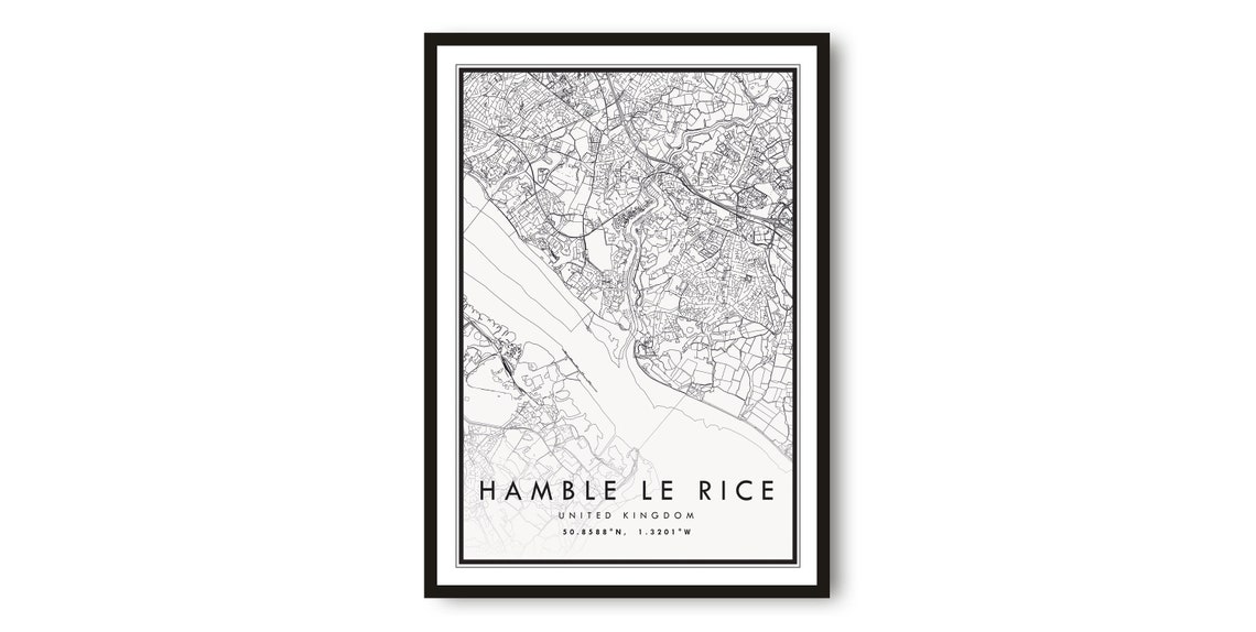 Hamble Le Rice Hampshire England Minimal City Street Map Wall Art
