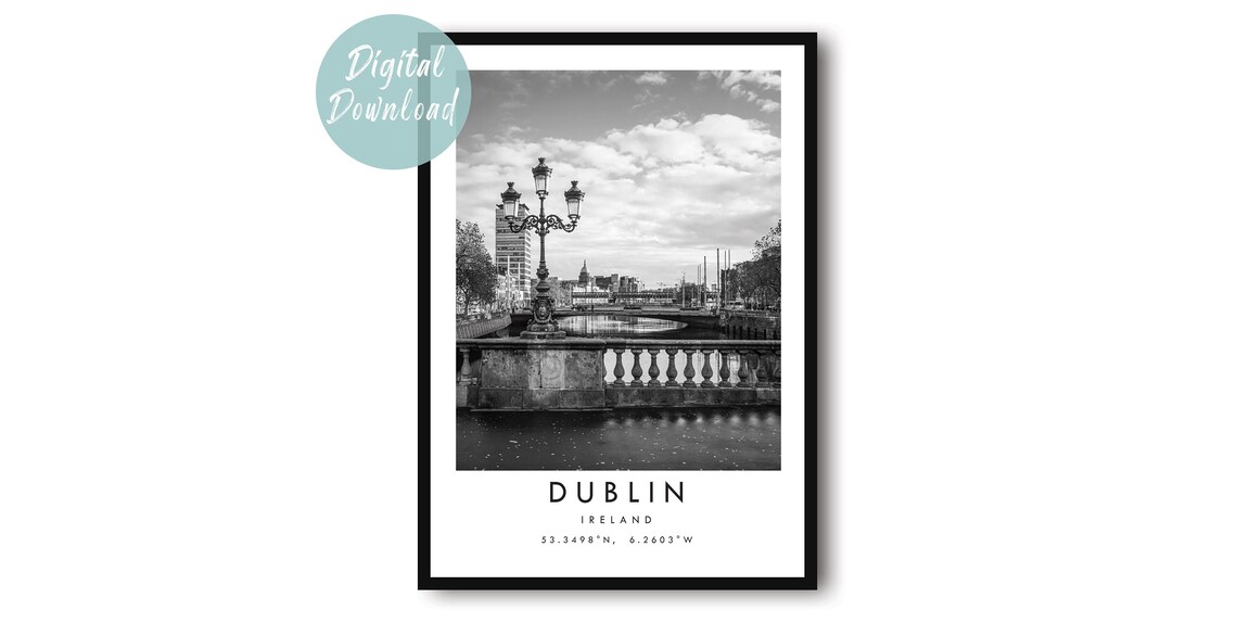 Dublin Travel Poster, Europe Travel Wall Art Print