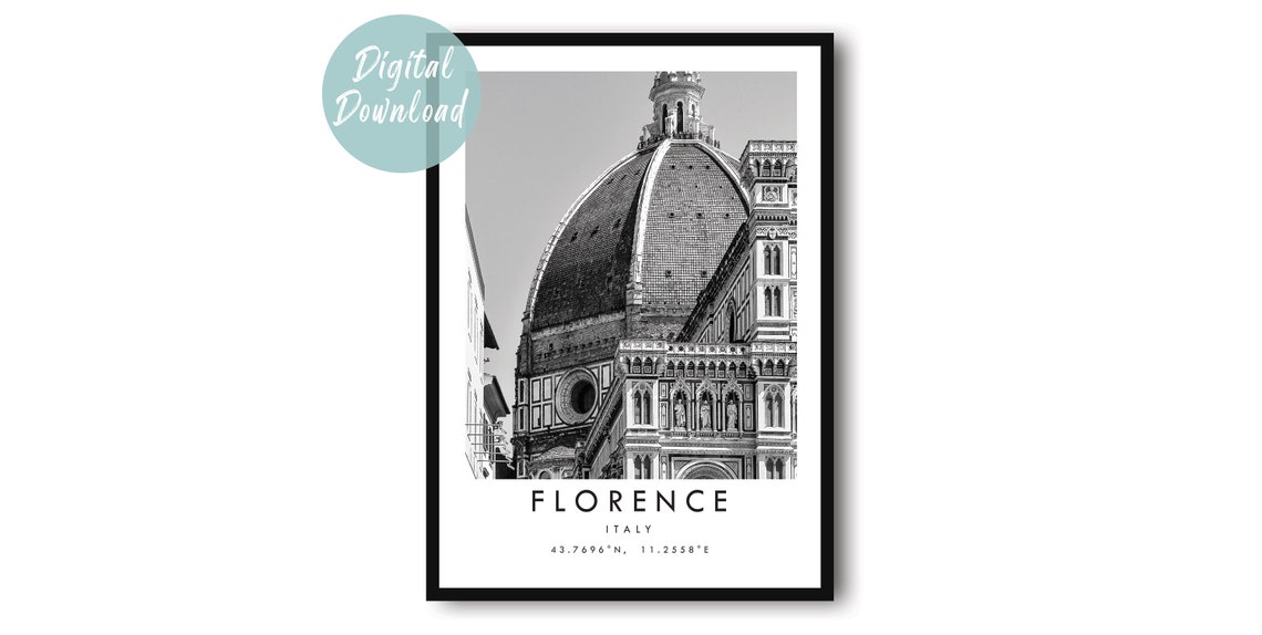 Florence Cathedral Great Tiled Dome Black and White Photo Poster