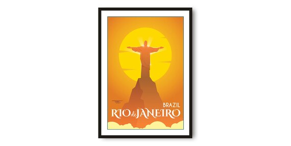 Rio de Janeiro Christ the Redeemer Sunset Brazil Travel Poster