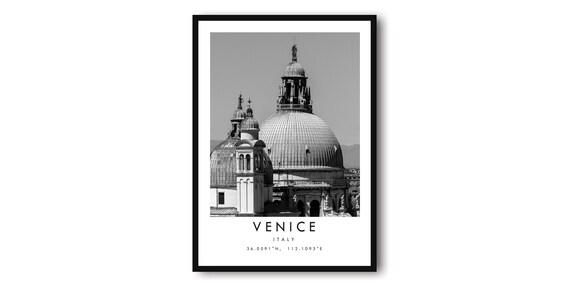 Venice, Italy Black and White Travel Poster