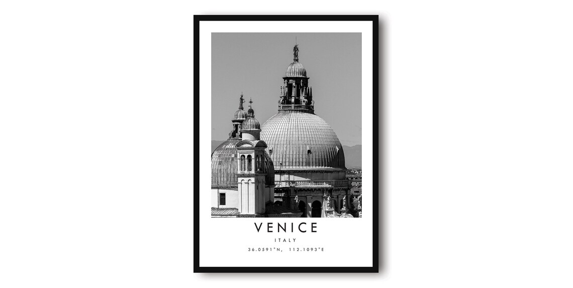 Venice, Italy Black and White Travel Poster